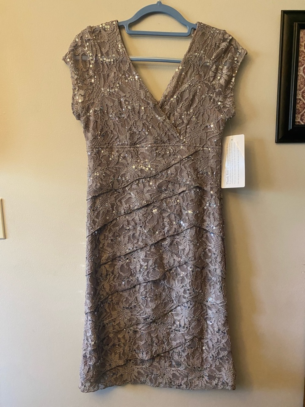 Scarlett Nite Taupe Sequin Lace Midi Dress 🆕